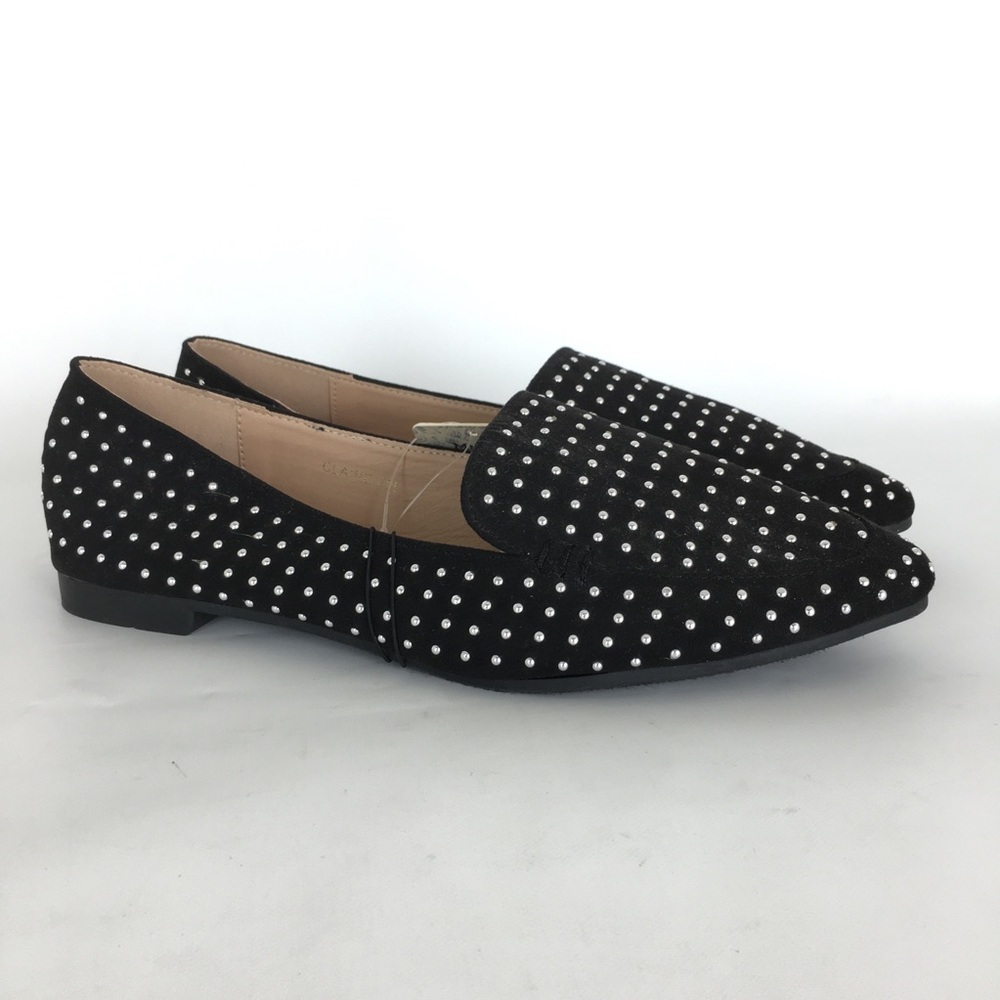 Mudd Black Silver Studded Pointy Toe Flats Women’s Size 8 New Dress Shoes Witchy